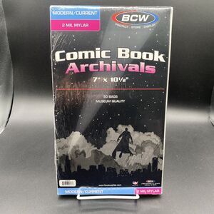 50 - Archivals Modern / Current 2-Mil Mylar Polyester Comic Book Bags by BCW!